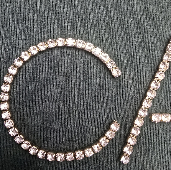 Calvin Klein T-shirt Hunter Green Long Sleeve Crystal Rhinestone Logo L/XL? - Picture 6 of 12